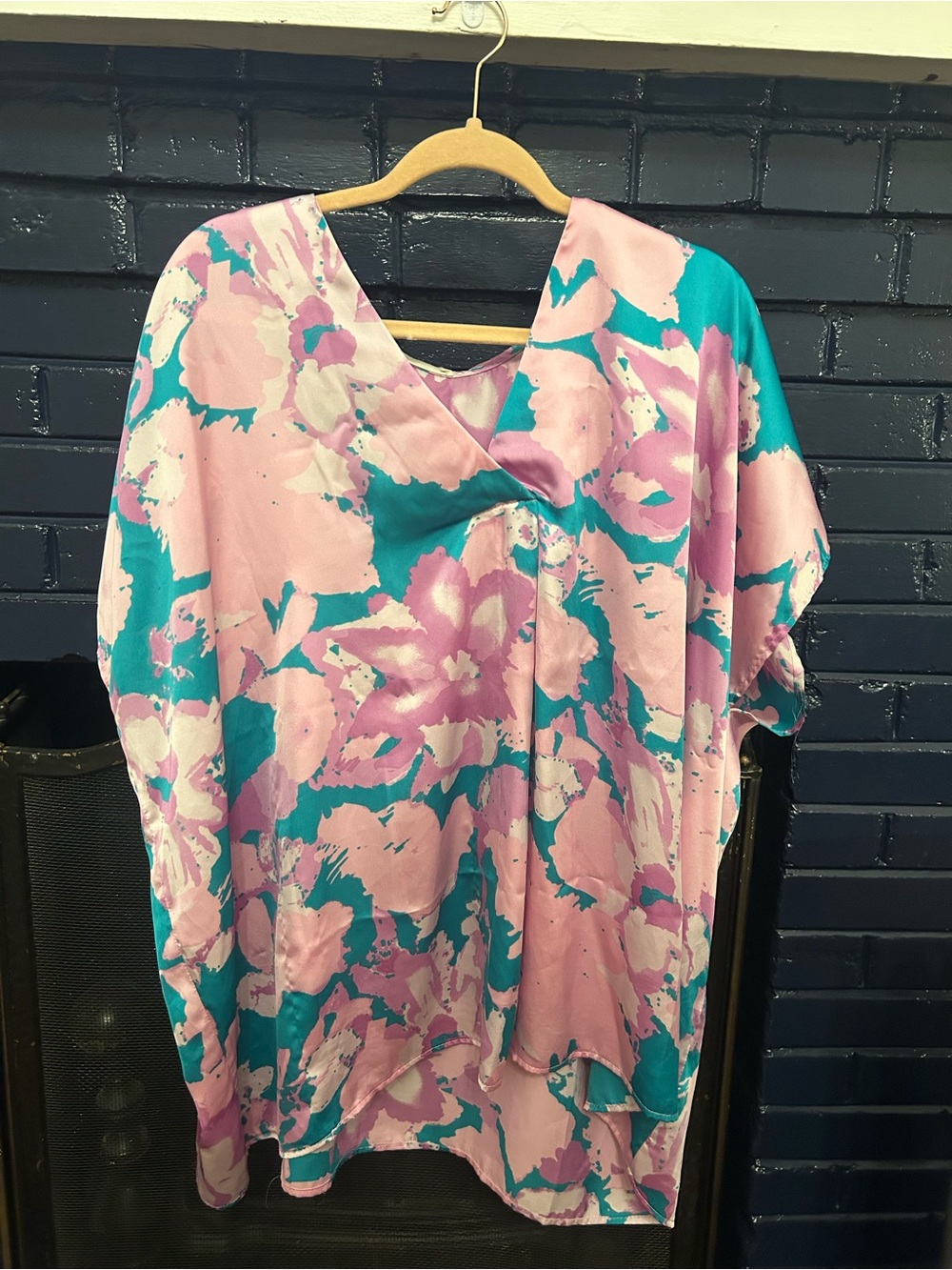 entro Pink and Teal Floral Print Top